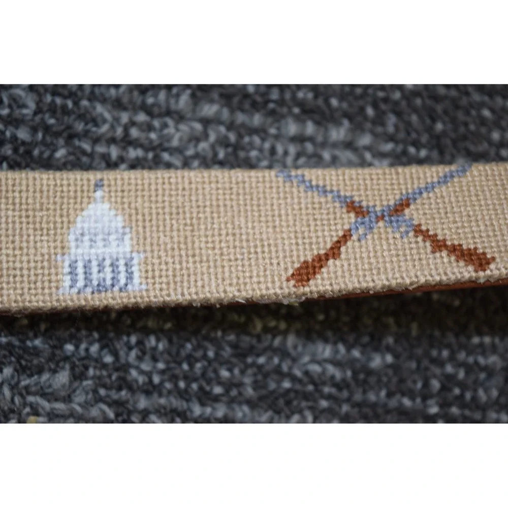 Brewster Belt Co CUSTOM Needlepoint HUDSON FAMILY Belt 40 North Carolina Fishing